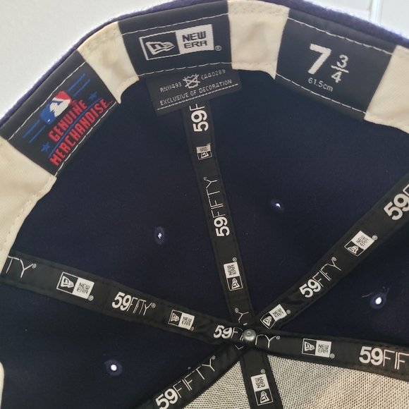 New Era Boston Red Sox 100% Wool Fitted 59fifty Hat Cap Navy Blue Red sz 7 3/4 - Picture 6 of 7